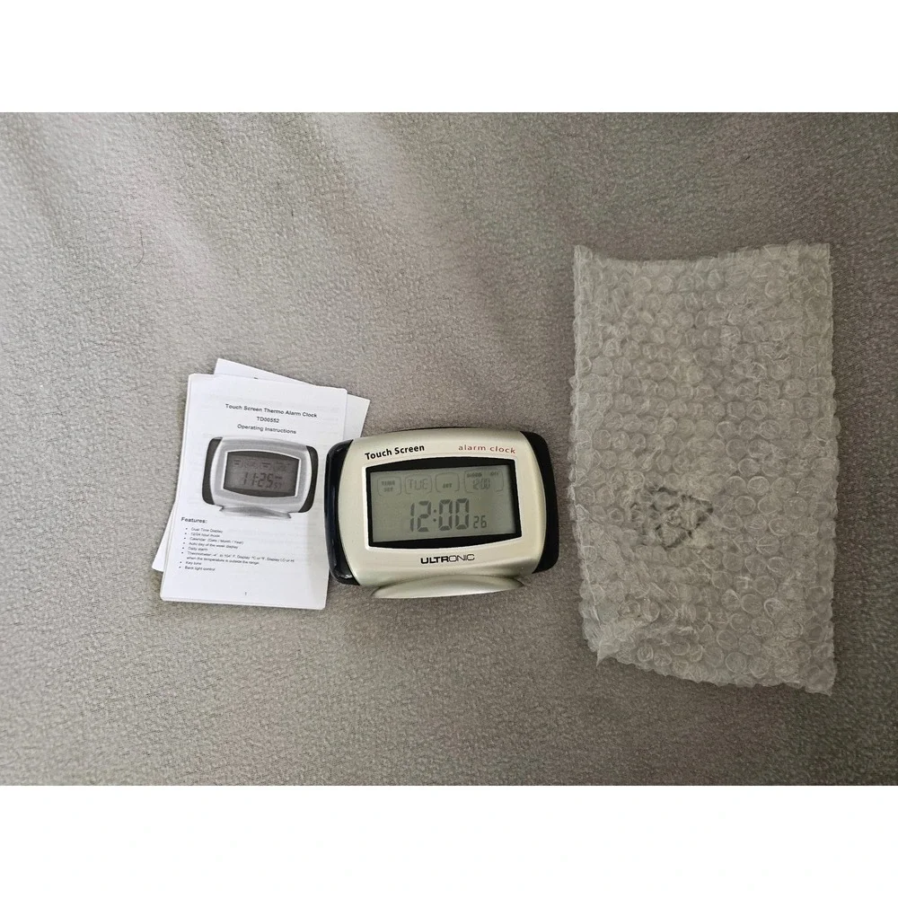 Ultronic TD00552 touch screen thermo alarm clock tested works light up